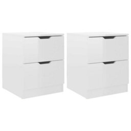 Berkfield Bedside Cabinets 2 Pcs High Gloss White 40X40X50 Cm Engineered Wood - thumbnail 2