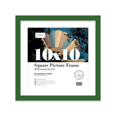 "10X10"" Green Picture Frame - 10X10"" Square Frame With 9X9"" Mount For 10X10""/9X9"" Pictures Art Deco Style Room Decor, 1 Pack" - image 1