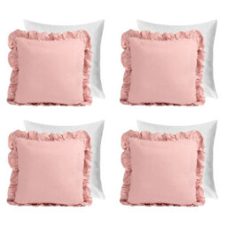 OHS 4 Pack Faux Linen Frill Filled Cushion Cover, Blush - 45 X 45Cm - thumbnail 1
