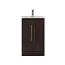 Royal Bathrooms Livora 500mm Black Woodgrain Cloakroom Floor Standing Vanity Unit 2 Door With Minimalist Basin - thumbnail 6