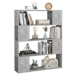 Berkfield Book Cabinet Room Divider Concrete Grey 100X24X124 Cm - thumbnail 4