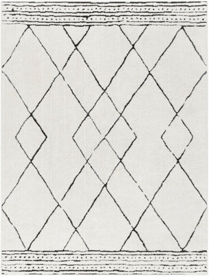 Livabliss Freud-Modern Ivory Black High Pile Living Dining Bedroom Rug 160 X 213 Cm Easy Care, Non Shedding - image 1