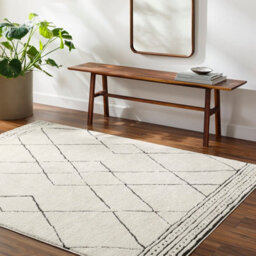 Livabliss Freud-Modern Ivory Black High Pile Living Dining Bedroom Rug 160 X 213 Cm Easy Care, Non Shedding - thumbnail 2