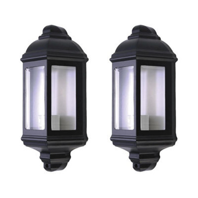 First Choice Lighting Set Of 2 Parkins - Black Outdoor Half Lantern Wall Lights - image 1