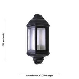 First Choice Lighting Set Of 2 Parkins - Black Outdoor Half Lantern Wall Lights - thumbnail 6