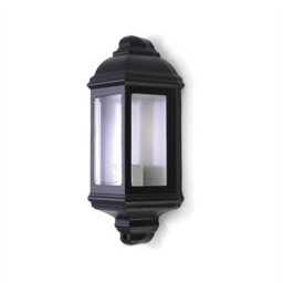 First Choice Lighting Set Of 2 Parkins - Black Outdoor Half Lantern Wall Lights - thumbnail 3