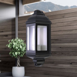 First Choice Lighting Set Of 2 Parkins - Black Outdoor Half Lantern Wall Lights - thumbnail 5
