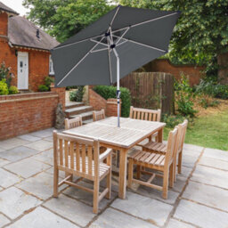 Glamhaus Tilting Garden Parasol Table Umbrella 2.7M With Crank Handle, Uv40 Protection, Free Protection Cover - Dark Grey - thumbnail 5
