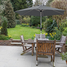 Glamhaus Tilting Garden Parasol Table Umbrella 2.7M With Crank Handle, Uv40 Protection, Free Protection Cover - Dark Grey - thumbnail 6