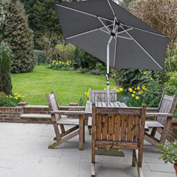 Glamhaus Tilting Garden Parasol Table Umbrella 2.7M With Crank Handle, Uv40 Protection, Free Protection Cover - Dark Grey - thumbnail 7