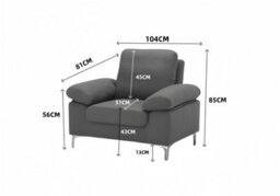 Kosy Koala Modern One Seater Sofa Blue Fabric With Chrome Feet - Comfortable Couch With Cushion For Living Room, Bedroom Or Office - thumbnail 6