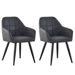 Set Of 2 Faux Matte Suede Leather Dining Chairs Accent Home & Restaurants  Dark Grey - thumbnail 1