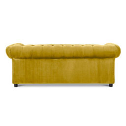 Furnishings For Less UK Ashbourne Chesterfield Large Tumeric Velvet Fabric 3 Seater Sofa Studded Design - thumbnail 3