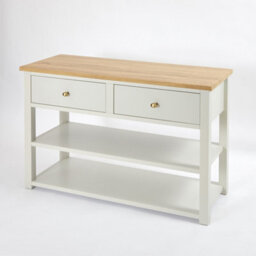 Homestylestore 1215mm Antique White And Oak Bathroom Vanity Unit With Round Countertop Basins And Gold Round Handles - thumbnail 2