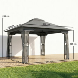 Outsunny 3.3 X 3.3 M Garden Gazebo With Shelves, Upf50+ Permanent Gazebo - thumbnail 3
