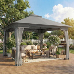 Outsunny 3.3 X 3.3 M Garden Gazebo With Shelves, Upf50+ Permanent Gazebo - thumbnail 9