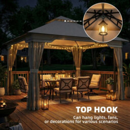 Outsunny 3.3 X 3.3 M Garden Gazebo With Shelves, Upf50+ Permanent Gazebo - thumbnail 8