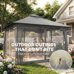 Outsunny 3.3 X 3.3 M Garden Gazebo With Shelves, Upf50+ Permanent Gazebo - thumbnail 6