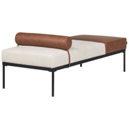 Beliani Chaise Longue Malmos Faux Linen Faux Leather Brown - thumbnail 6