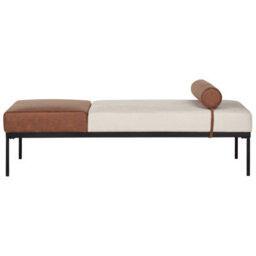 Beliani Chaise Longue Malmos Faux Linen Faux Leather Brown - thumbnail 5