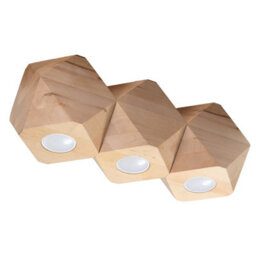 Sollux Lighting Woody Wood Natural 3 Light Classic Ceiling Light - thumbnail 3