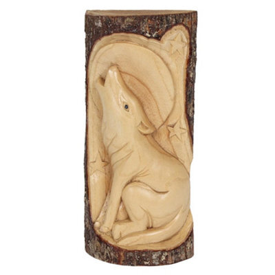 Something Different Wolf Wood Carving Wall Art Beige/brown (30Cm X 3.5Cm X 12Cm)