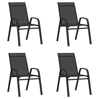 Vidaxl Stackable Garden Chairs 4 Pcs Black Textilene Fabric - image 1