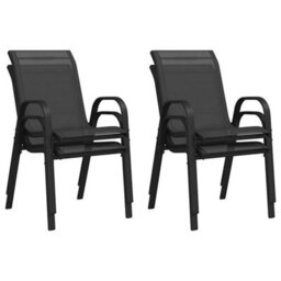 Vidaxl Stackable Garden Chairs 4 Pcs Black Textilene Fabric - thumbnail 8
