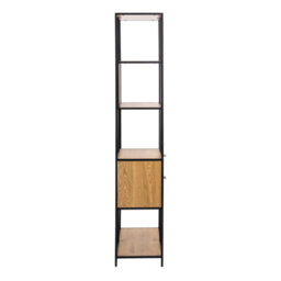 Wyld Haus Galway Tall Oak And Black Metal Bookcase With 2 Drawers And 4 Shelves - thumbnail 6