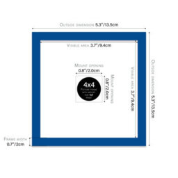 "4X4"" Blue Picture Frame - 4X4"" Square Frame With 1X1"" Mount For 4X4""/1X1"" Pictures Art Deco Style Room Decor, 1 Pack" - thumbnail 2