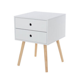 Core Products Set Of 2 Scandia 2 Drawer White Bedside Cabinets, Painted Finish, Tapered Legs - thumbnail 2