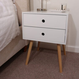 Core Products Set Of 2 Scandia 2 Drawer White Bedside Cabinets, Painted Finish, Tapered Legs - thumbnail 5