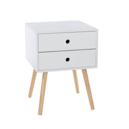 Core Products Set Of 2 Scandia 2 Drawer White Bedside Cabinets, Painted Finish, Tapered Legs - thumbnail 4