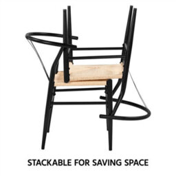Yaheetech Set Of 2 Black Dining Chairs Weave Modern Chair With Y-Shaped Backrest And Metal Frame - thumbnail 6