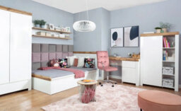 Impact Furniture Double Wardrobe With Drawer 2 Door Storage Cabinet Hanging Rail Storage White Gloss Oak Scandi Holten - thumbnail 8
