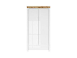 Impact Furniture Double Wardrobe With Drawer 2 Door Storage Cabinet Hanging Rail Storage White Gloss Oak Scandi Holten - thumbnail 4