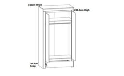 Impact Furniture Double Wardrobe With Drawer 2 Door Storage Cabinet Hanging Rail Storage White Gloss Oak Scandi Holten - thumbnail 6