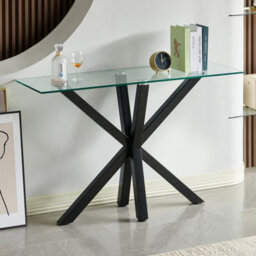 The Furniture Market Star Glass Console Hall Table With Black Legs - thumbnail 2