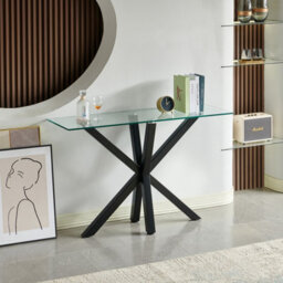 The Furniture Market Star Glass Console Hall Table With Black Legs - thumbnail 3
