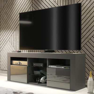 Creative Furniture Pulse Tv Unit 145Cm - Dark Grey With Gloss Doors - image 1