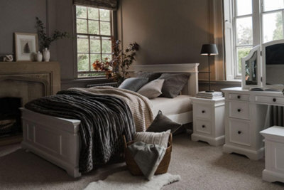 Statement Furniture Gainsborough White Wooden King Size Bed Frame 5Ft Hamptons Style - image 1