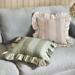 Wylder Birdie Stripe Ruffle Polyester Filled Cushion, Natural, 45 X 45Cm - thumbnail 4