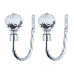 A.unique Home Pair Of Gem Crystal Ball Metal Holdbacks With Fittings - Nickel - thumbnail 3