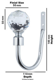 A.unique Home Pair Of Gem Crystal Ball Metal Holdbacks With Fittings - Nickel - thumbnail 4