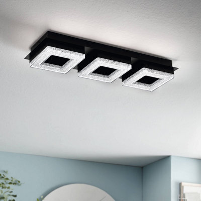 Eglo Fradelo 1 Led Rectangular Black/crystal Ceiling Light - image 1