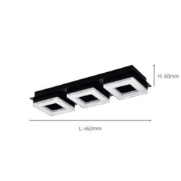 Eglo Fradelo 1 Led Rectangular Black/crystal Ceiling Light - thumbnail 5