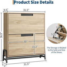 Shoe Cabinet Storage With 2 Flip Drawer Hidden Shoe Storage Cabinet Shoes Rack - thumbnail 2