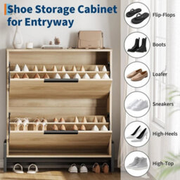 Shoe Cabinet Storage With 2 Flip Drawer Hidden Shoe Storage Cabinet Shoes Rack - thumbnail 3