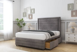 "Comfort Anna Slate Naples Divan Bed Base 2 Drawers Left Side - 54"" Floor Standing  & 12"" Footboard 5' King" - thumbnail 1