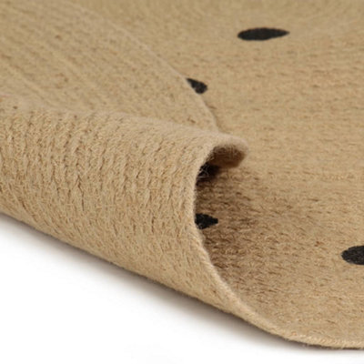 Berkfield Modern Handmade Rug Jute With Print Polka Dot 150 Cm - image 1